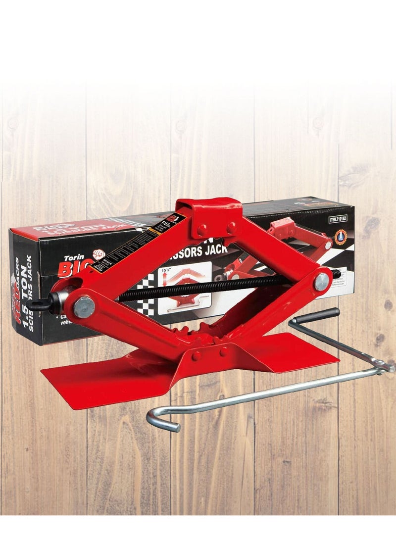 بيج ريد طقم رافعة السيارة مقص ستيل تورين T10152 من بيج ريد، سعة 1.5 طن، أحمر - Image 1