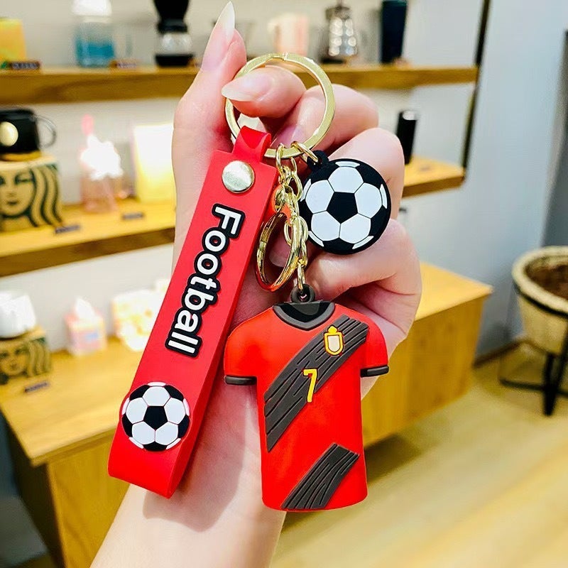 Creative Soccer Jersey Keychain - Cartoon Football Star Design, Mini Gift for Bags - Image 1