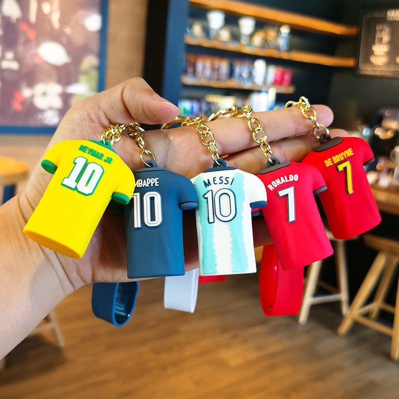 Creative Soccer Jersey Keychain - Cartoon Football Star Design, Mini Gift for Bags - Image 4
