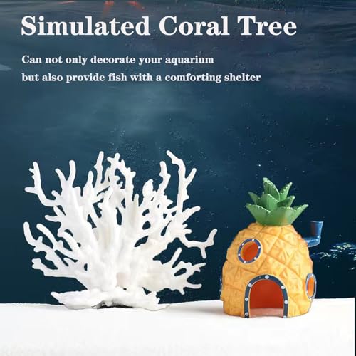 Besimple Artificial Aquarium Coral Ornament Plastic Fish Tank Plants Decoration for Aquarium Landscape (White) - Image 5