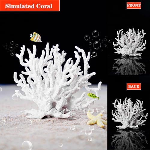 Besimple Artificial Aquarium Coral Ornament Plastic Fish Tank Plants Decoration for Aquarium Landscape (White) - Image 3
