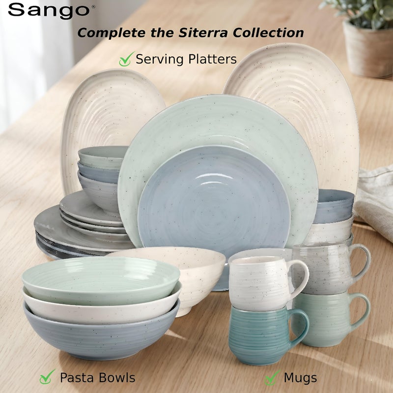 Sango Siterra Artist's Blend 16-Piece Stoneware Dinnerware Set for 4, Green, Cream & White Glossy Dishes with Speckles, Ceramic Plates and Bowls Sets for Everyday Dining, Microwave & Dishwasher Safe - Image 5