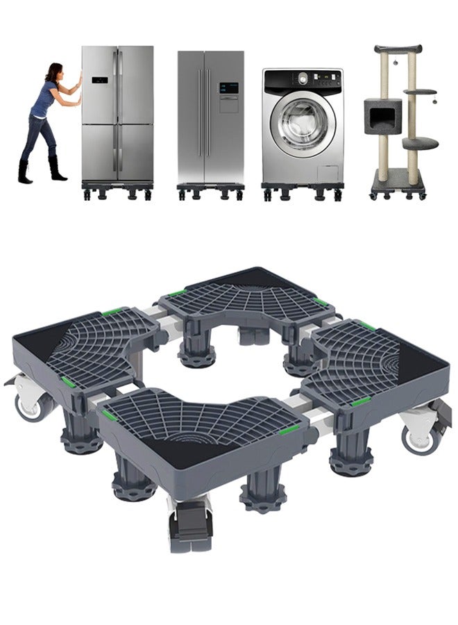 Washing Machine Stand, Fridge Stand Base with 4 Locking Wheels and 8 Strong Feet,Thickened Square Tube Design,Suitable for Washing Machines, Vertical Air Conditioners, Refrigerators, Disinfection Ca - Image 1