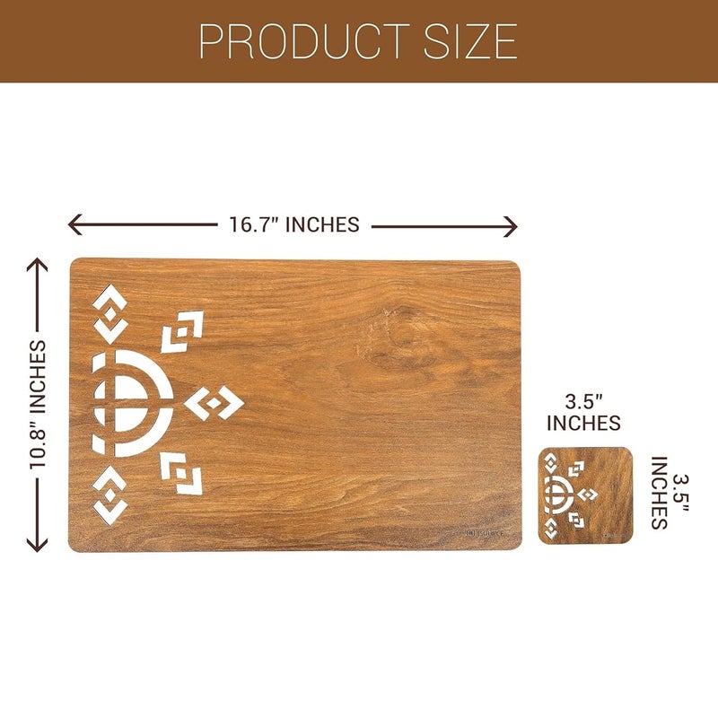 DEAL NUT Heat Resistant Waterproof Wooden Placemats for Dining Table Rectangular Dining Table Placemat Set with Tea Coasters Dining Table Mates Table Coaster Trivet Set for Hot Plates Set of 4 - Image 2