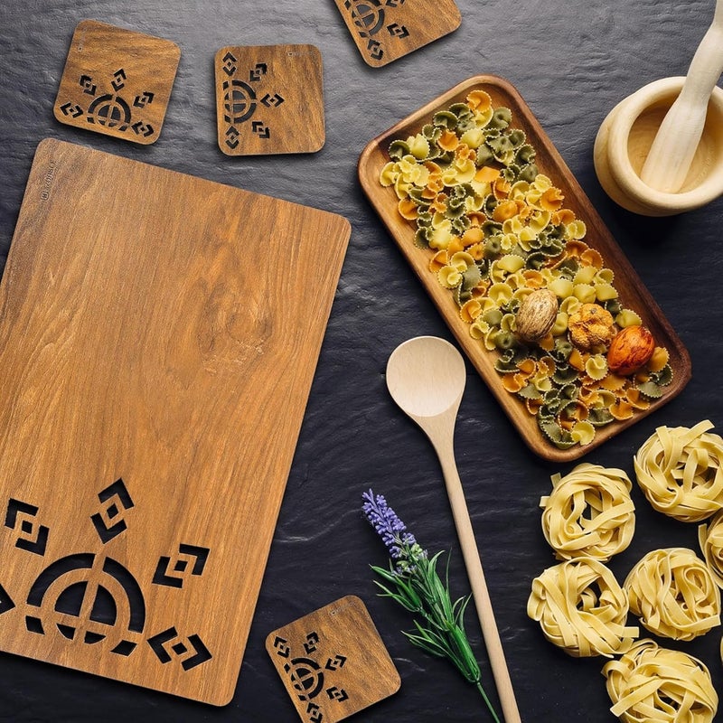 DEAL NUT Heat Resistant Waterproof Wooden Placemats for Dining Table Rectangular Dining Table Placemat Set with Tea Coasters Dining Table Mates Table Coaster Trivet Set for Hot Plates Set of 4 - Image 4