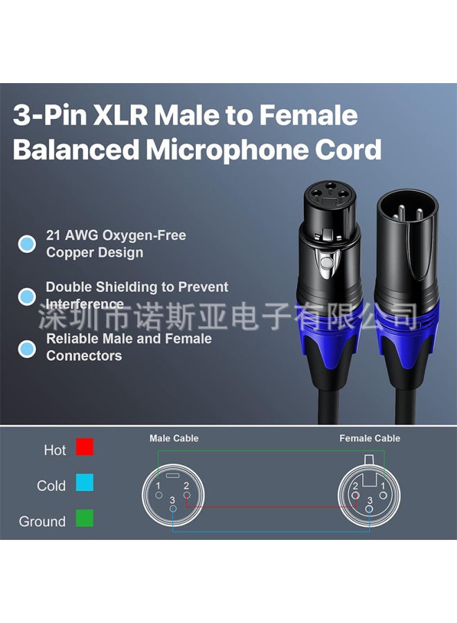 XLR Three-core Cannon Line Male To Female Audio Line KTV Audio Microphone Cable Professional Microphone Cannon-Color:☆Xlr Wire Green Tail Ring*ofc Oxygen-free Copper*3 Core*od6.0*black*pvc-Length:1m  - Image 4
