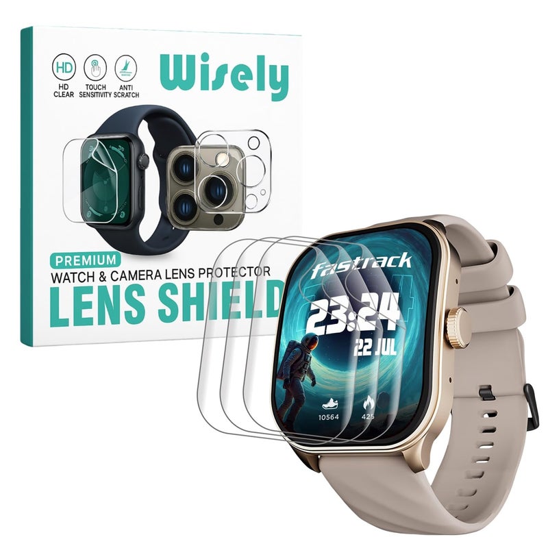 Wisely |3pcs| Screen Guard Protector Compatible For Fastrack Limitless Fs2 Pro Smartwatch |1.96"| Bubble Free, HD Clear, Full Cover, Easy installation kit - Image 1