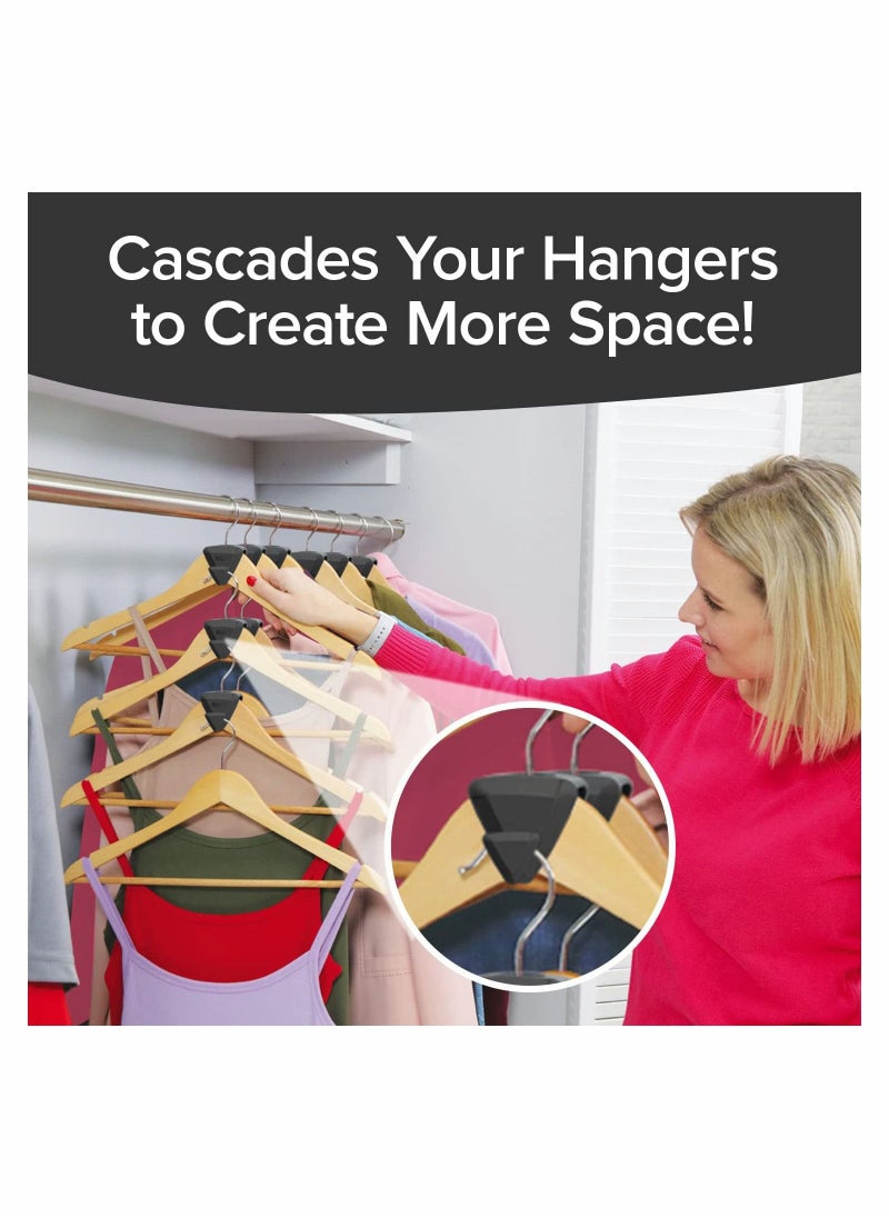 Y&D Clothes Hanger Connector Hooks, Ultra- Premium Space Saving Extender Closet Organizer, Triple 18 Value Pack, Black, 2 in.  - Image 3