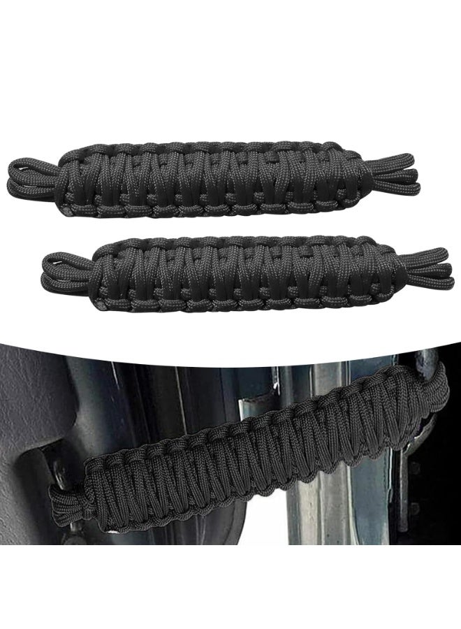 kunshao 2 PCS Car Door Limiting Straps with Holes, Heavy-Duty Durable Fabric Automotive Braided Decoration Straps Accessories Compatible with Jeep Wrangler CJ YJ TJ JK JKU JL (Black) - Image 1