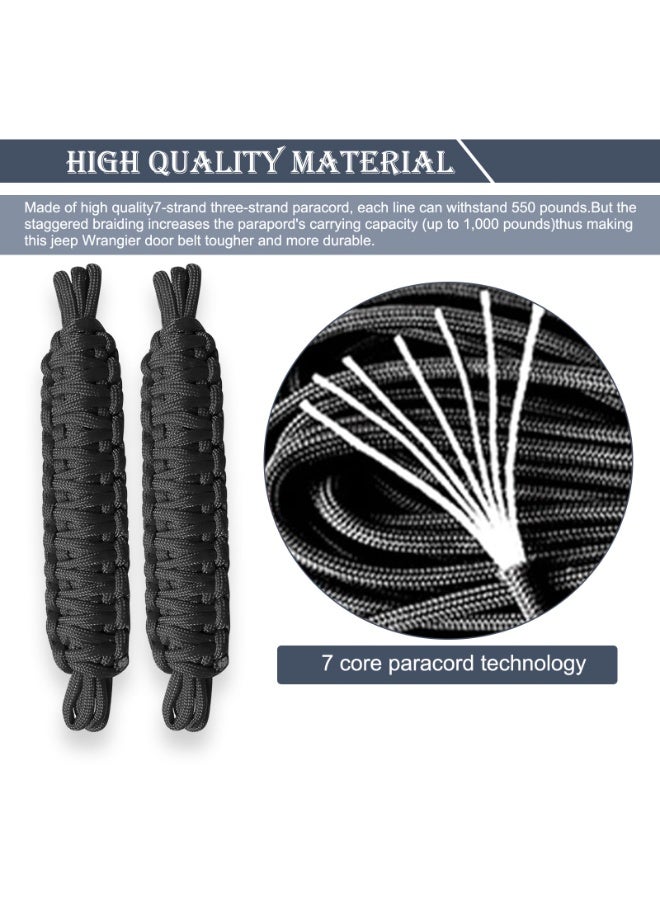 kunshao 2 PCS Car Door Limiting Straps with Holes, Heavy-Duty Durable Fabric Automotive Braided Decoration Straps Accessories Compatible with Jeep Wrangler CJ YJ TJ JK JKU JL (Black) - Image 2