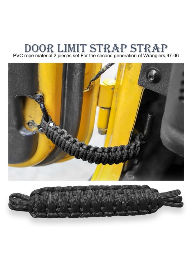 kunshao 2 PCS Car Door Limiting Straps with Holes, Heavy-Duty Durable Fabric Automotive Braided Decoration Straps Accessories Compatible with Jeep Wrangler CJ YJ TJ JK JKU JL (Black) - Image 4