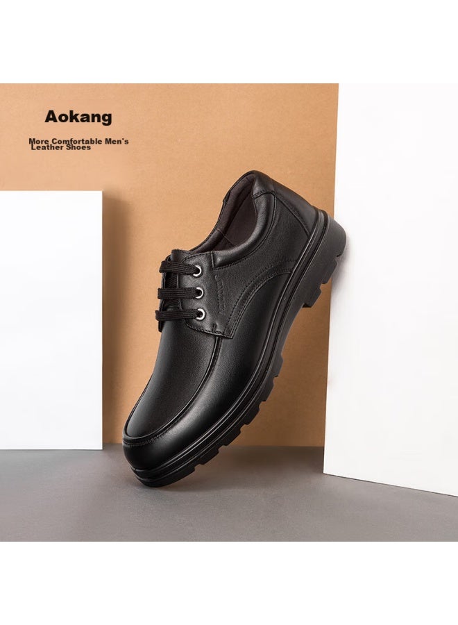 Aokang Men's Shoes, Business Leather Shoes, Lace-up Comfortable Casual Formal Shoes, 193211047, Black, Size 44 - Image 3
