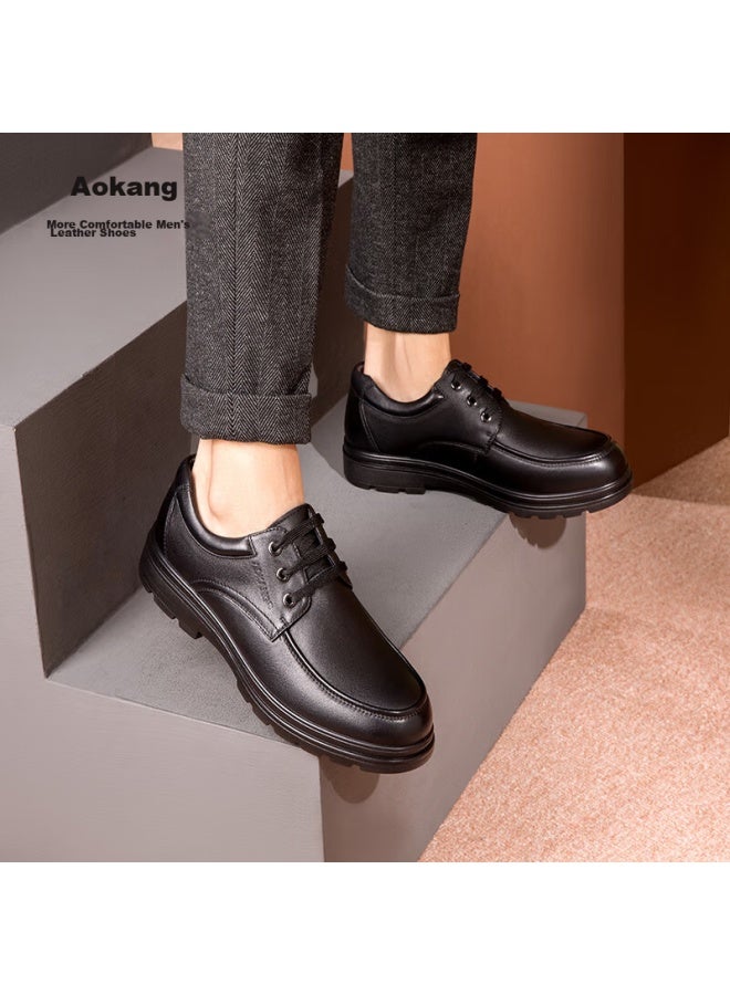 Aokang Men's Shoes, Business Leather Shoes, Lace-up Comfortable Casual Formal Shoes, 193211047, Black, Size 44 - Image 2