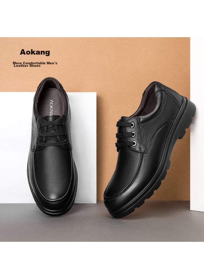 Aokang Men's Shoes, Business Leather Shoes, Lace-up Comfortable Casual Formal Shoes, 193211047, Black, Size 44 - Image 4