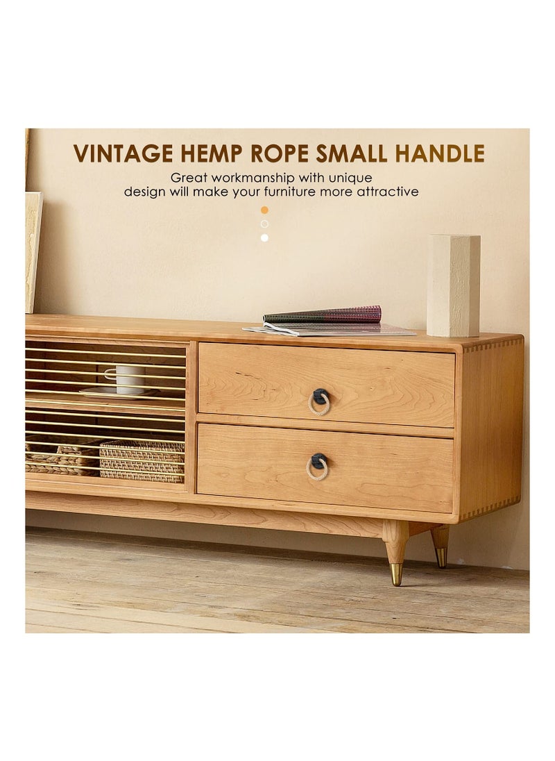 Y&D - Door Knob Rustic Rope Handles Cabinet Pull Hardware Big Drop Ring Drawer Antique Black Knobs - Image 1