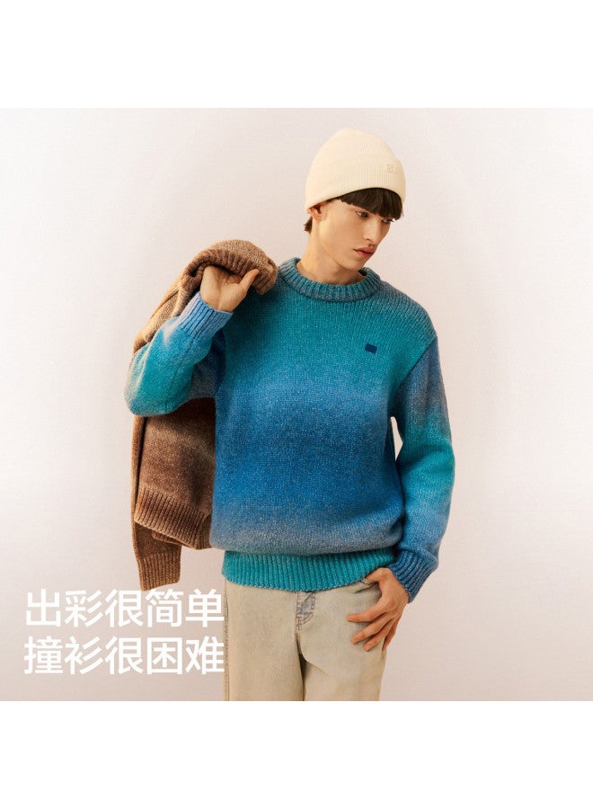 Bananain 503+++ Round Neck Wool Sweater Unisex Couple Style Thickened Warm Premium Gradient Color - Image 4