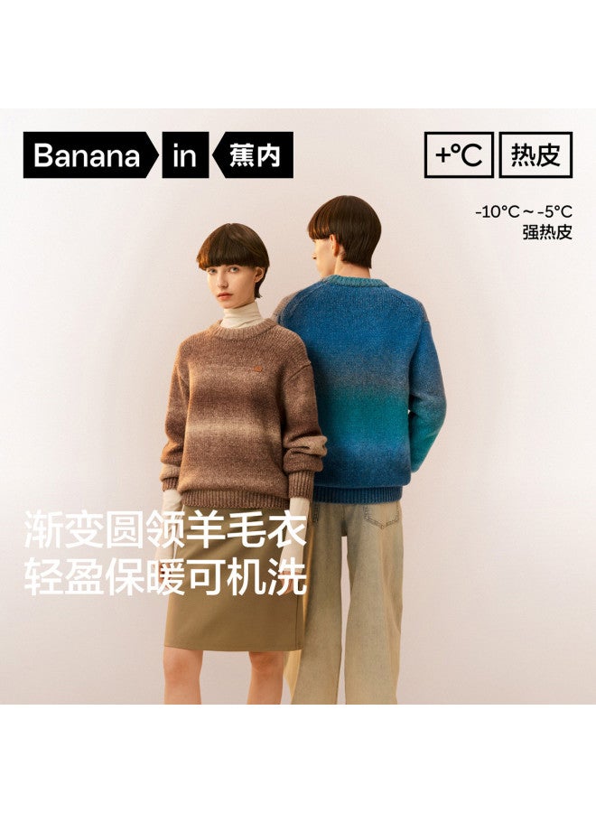 Bananain 503+++ Round Neck Wool Sweater Unisex Couple Style Thickened Warm Premium Gradient Color - Image 3