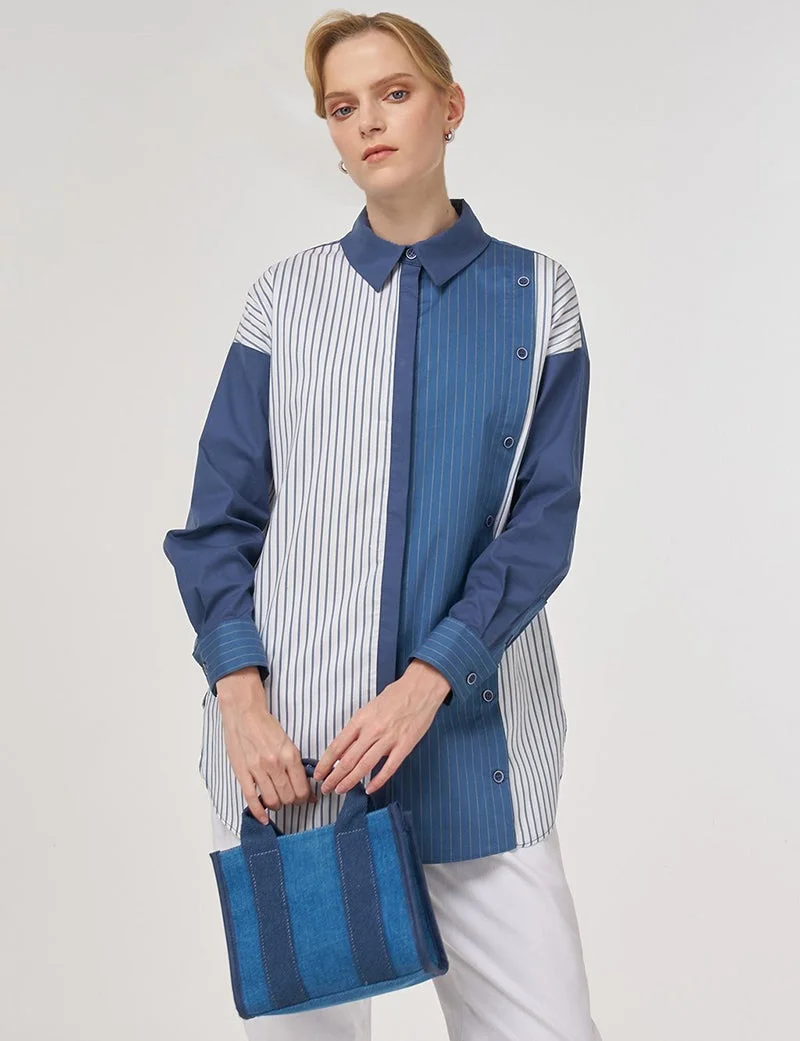 Kayra Button-Detail Cotton Tunic Indigo