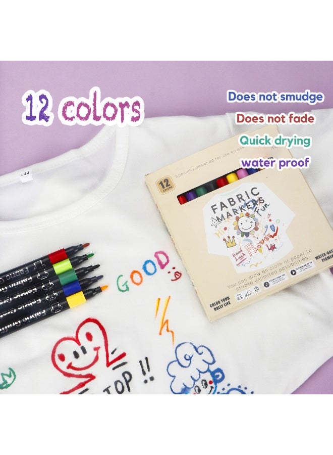 JFYP 12 Pcs painting marker pen set clothes shoes DIY creative painting pen waterproof non-fading marker children's creative painting - Image 1