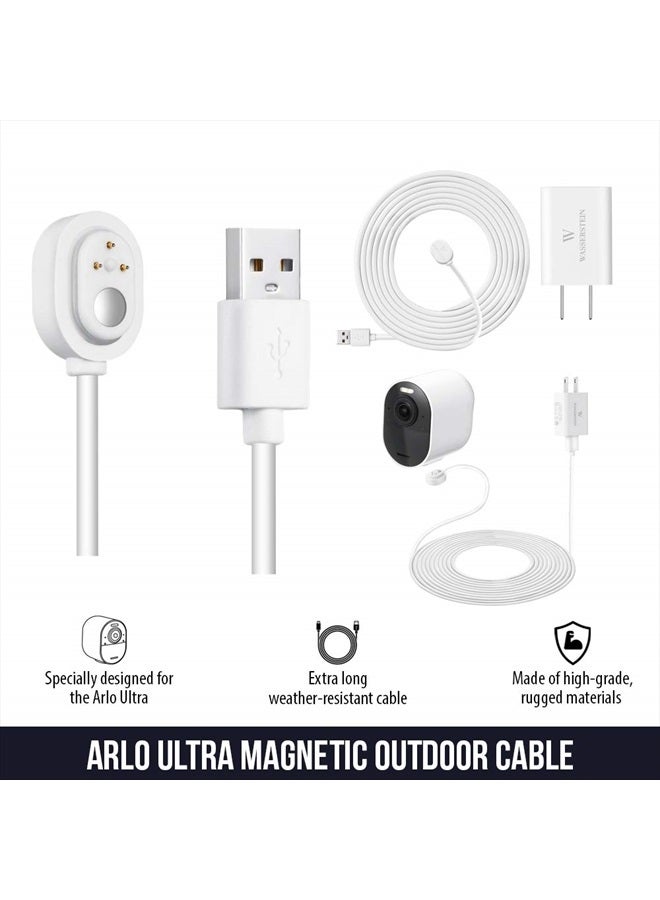 Wasserstein 6ft/1.8m Weatherproof Outdoor Charging Cable with Quick Charge Adapter Compatible with Arlo Ultra/Ultra 2/Pro 3/Pro 4/Pro 5s (White) (NOT Compatible with Arlo Essential Spotlight) - Image 2