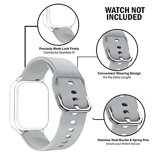 HUMBLE Silicone 19mm Replacement Band Strap with Metal Buckle Compatible with Noise Colorfit Pro 2, Storm Smart Watch & Watches with 19mm Lugs (Grey) - Image 4