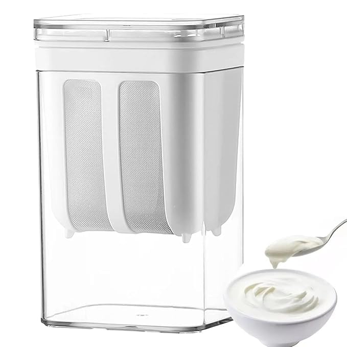 Krishope Krishope 1100ml Yogurt Maker Strainer Multipurpose Yogurt Filter with Fine Mesh Bag Lid Reusable Greek Yogurt Pouch Filter Kitchen Whey Separator Tool for Yogurt Juice Tea Nut Milk Cheese - Image 2
