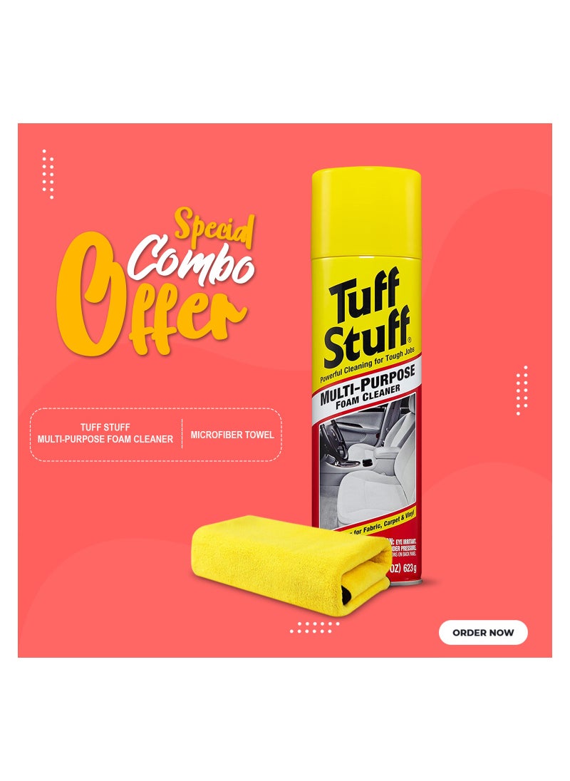 Tuff Stuff Combo Offer Buy 650ml Tuff Stuff Multi Purpose Foam Cleaner Use On Car Interior, Furniture, Carpet & Microfiber Towel  - Image 1