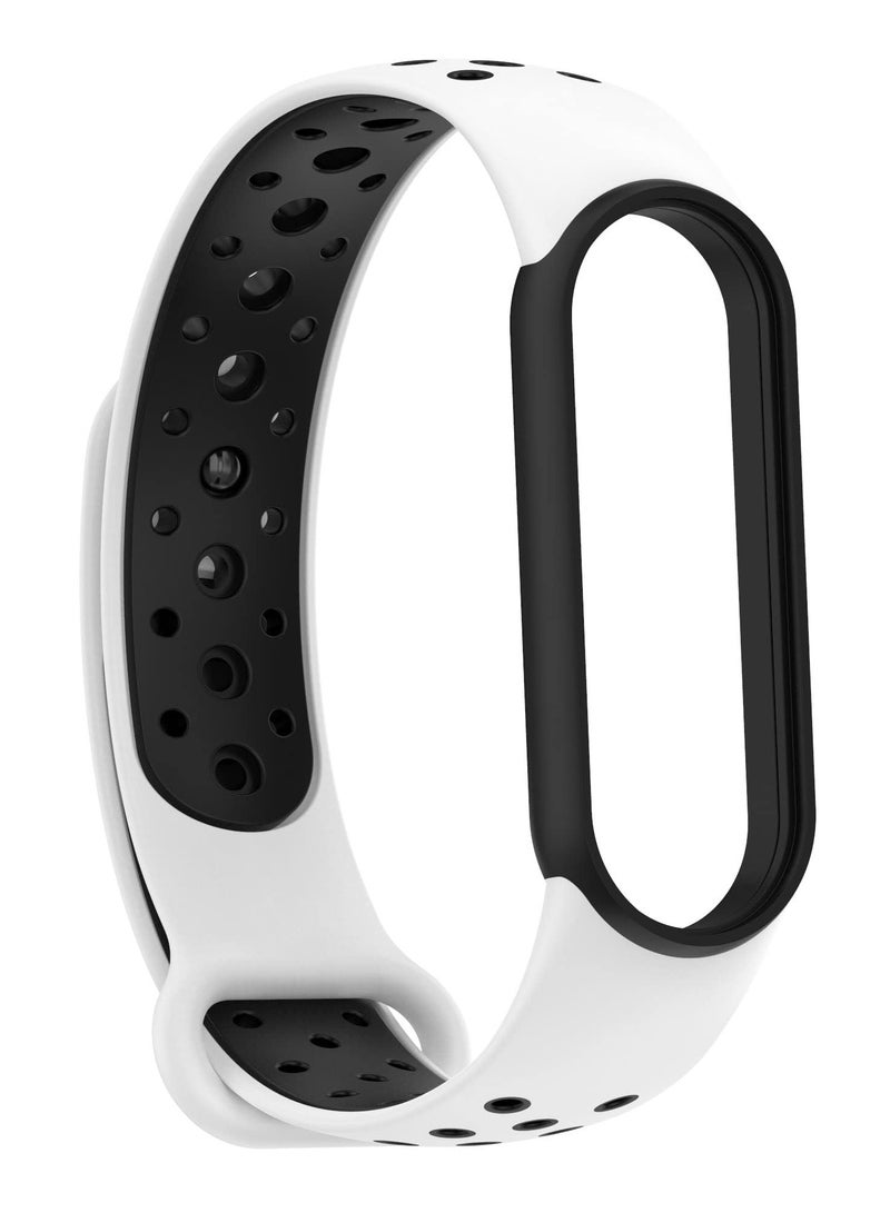 Strap for Xiaomi Mi Band 5/6 Women Men Armband, Two Colours Breathable Adjustable Soft Silicone Replacement Strap (White/Black) - Image 3