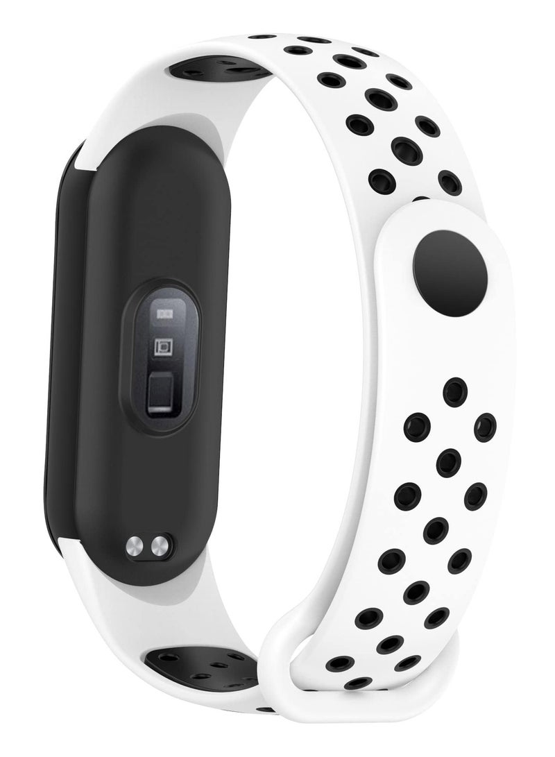 Strap for Xiaomi Mi Band 5/6 Women Men Armband, Two Colours Breathable Adjustable Soft Silicone Replacement Strap (White/Black) - Image 2