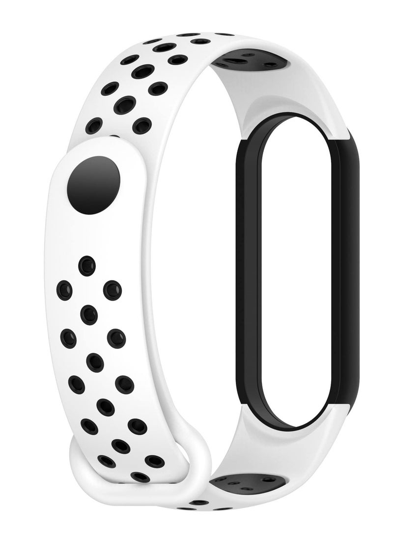 Strap for Xiaomi Mi Band 5/6 Women Men Armband, Two Colours Breathable Adjustable Soft Silicone Replacement Strap (White/Black) - Image 4