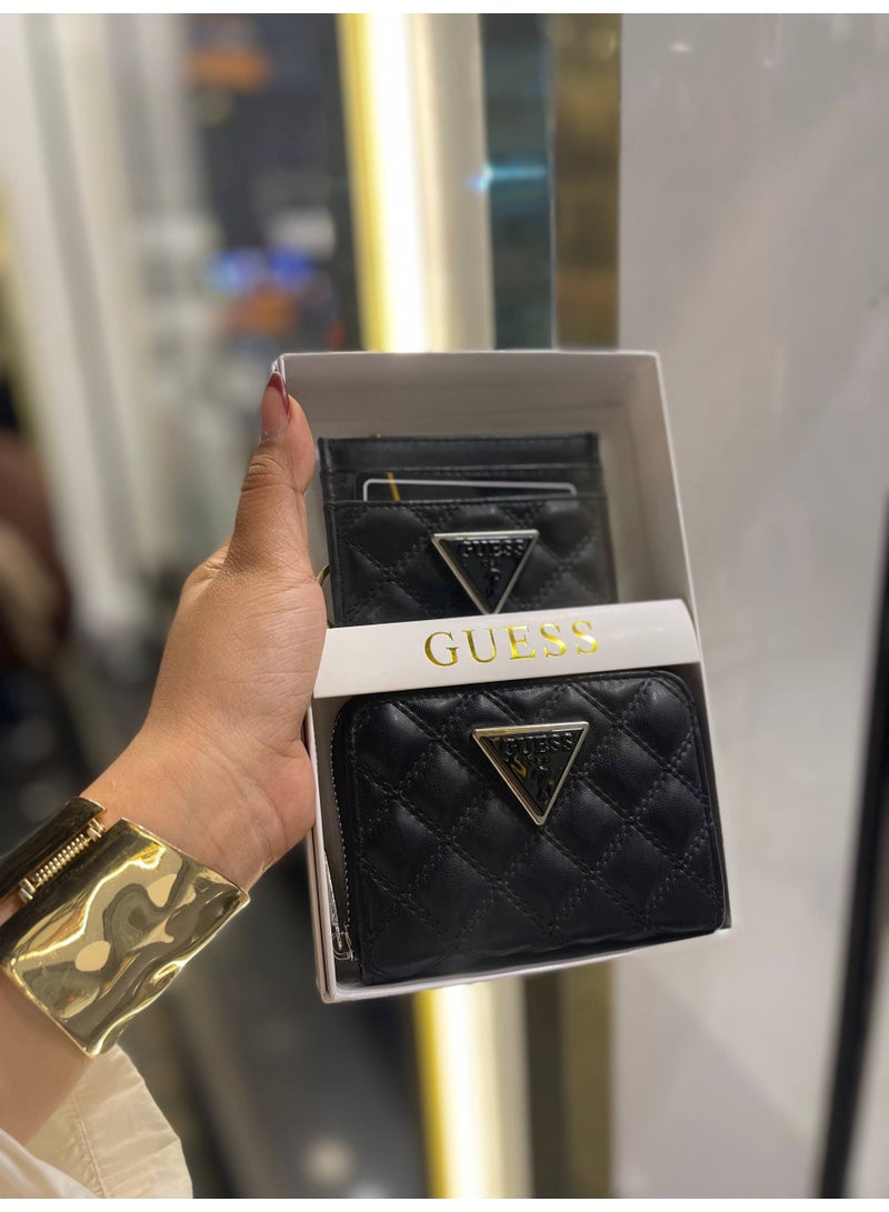 GUESS Women's 2-Piece Gift Set - Quilted Zip-Around Wallet and Card Holder - Black - Image 2