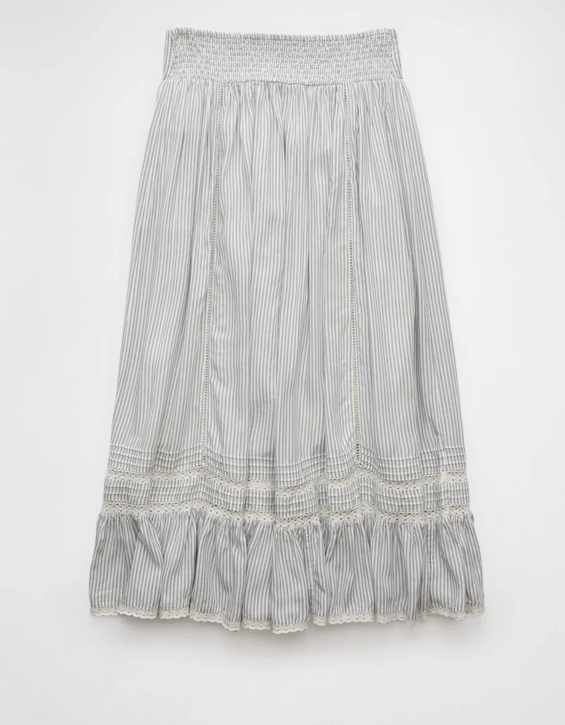 امريكان ايجل تنورة طويلة بخصر مرتفع وأجزاء مكشكشة