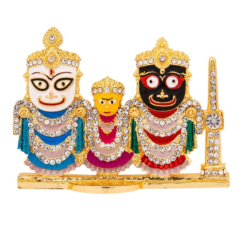 GCT Lord Jagannath, Balabhadra, Subhadra Idol with Sudarshan Chakra Statue (B-188) Color Metal Statue for Home Décor Car Dashboard Mandir Pooja Murti Temple Puja Office Table Showpiece - Image 1