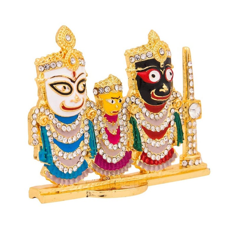 GCT Lord Jagannath, Balabhadra, Subhadra Idol with Sudarshan Chakra Statue (B-188) Color Metal Statue for Home Décor Car Dashboard Mandir Pooja Murti Temple Puja Office Table Showpiece - Image 3