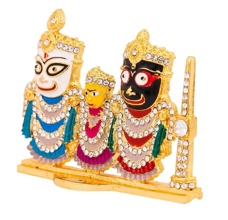 GCT Lord Jagannath, Balabhadra, Subhadra Idol with Sudarshan Chakra Statue (B-188) Color Metal Statue for Home Décor Car Dashboard Mandir Pooja Murti Temple Puja Office Table Showpiece - Image 4