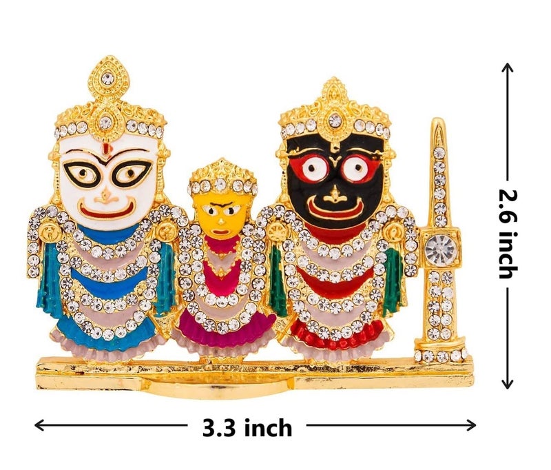 GCT Lord Jagannath, Balabhadra, Subhadra Idol with Sudarshan Chakra Statue (B-188) Color Metal Statue for Home Décor Car Dashboard Mandir Pooja Murti Temple Puja Office Table Showpiece - Image 2
