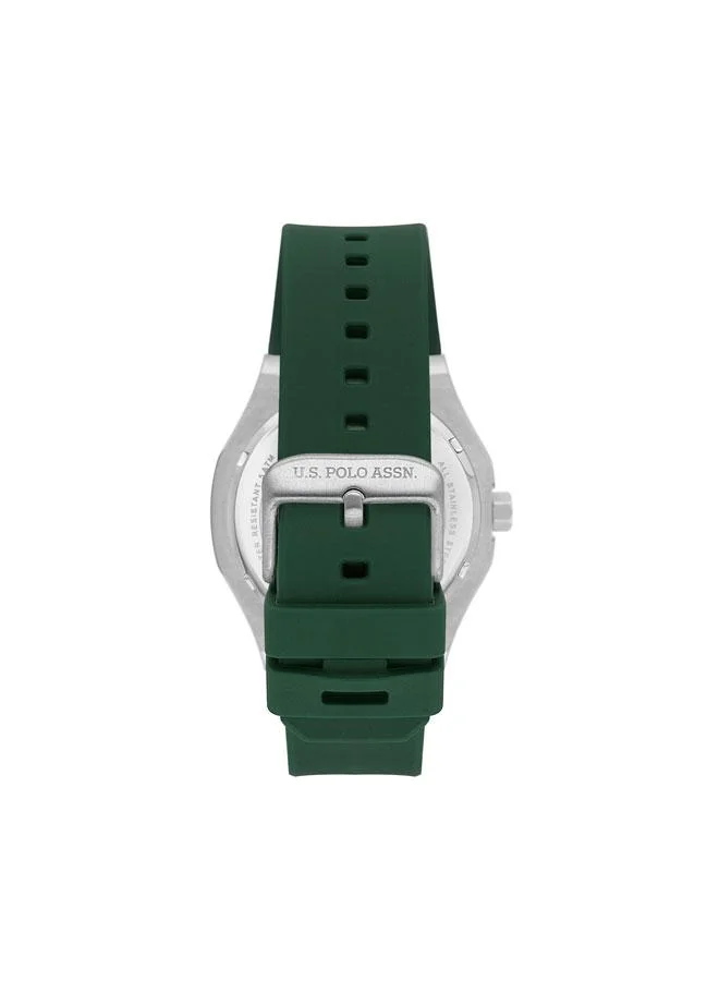 يو اس بولو اسن Novelties Green Dial Green Stainless Steel Bracelet Analog Watch for Men 42mm