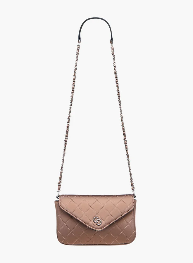 Celeste Quilted Crossbody Bag with Chain Strap and Flap Closure
