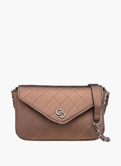 Celeste Quilted Crossbody Bag with Chain Strap and Flap Closure