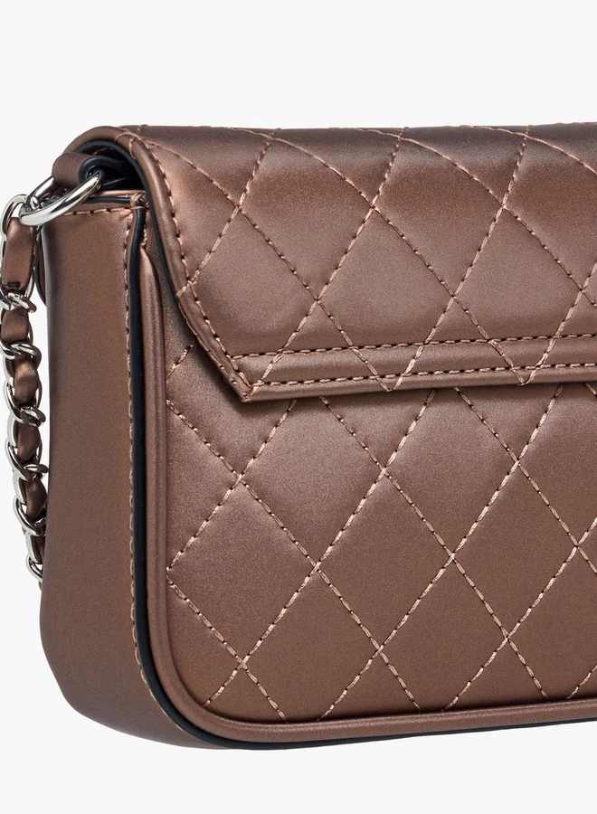 Celeste Quilted Crossbody Bag with Chain Strap and Flap Closure