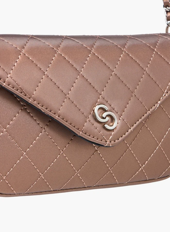 Celeste Quilted Crossbody Bag with Chain Strap and Flap Closure