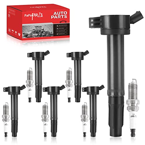 PAPAPARTS Set of 6 Ignition Coil Pack UF487 and Iridium Spark Plug Compatible with Toyota Avalon Highlander Camry Sienna Venza Lexus IS350 RX450h ES350 25L 35L - Image 1