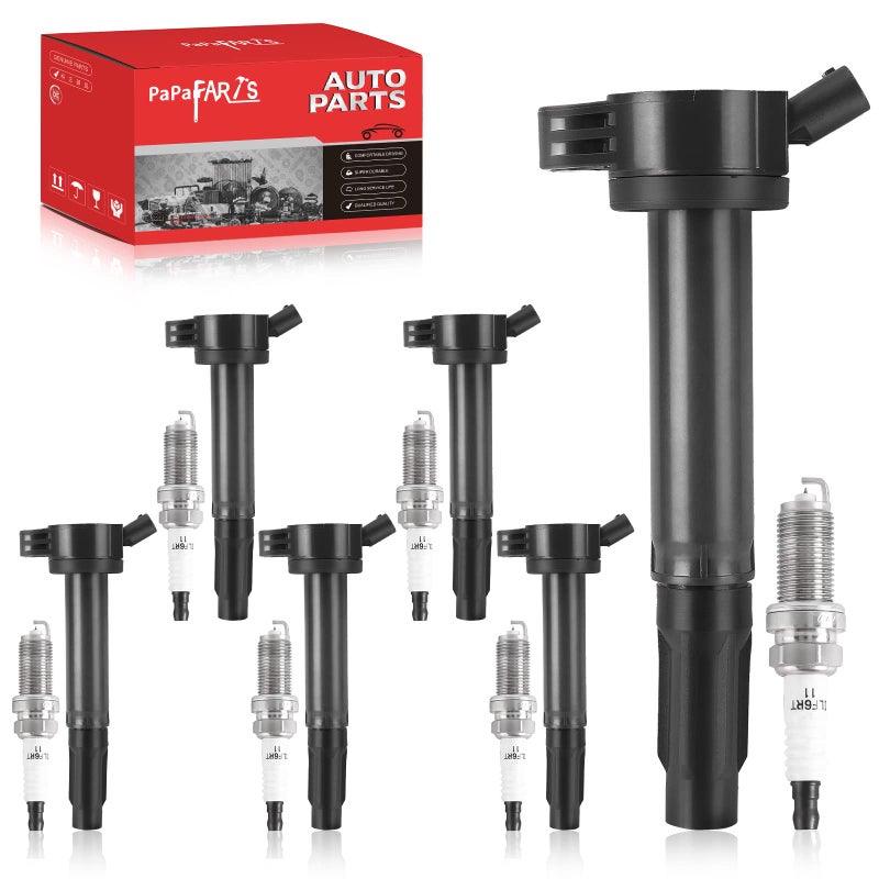 PAPAPARTS Set of 6 Ignition Coil Pack UF487 and Iridium Spark Plug Compatible with Toyota Avalon Highlander Camry Sienna Venza Lexus IS350 RX450h ES350 25L 35L - Image 2