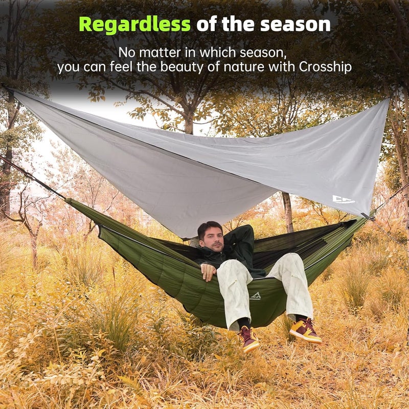 CROSSHIP Camping Hammock with Mosquito Net and Rain Fly Tarp - 2 Person Hammock Tent, Portable Parachute Nylon Hammock for Outdoor, Hiking, Backpacking, Backyard, Beach, Travel (Hold Up to 500lbs) - Image 5