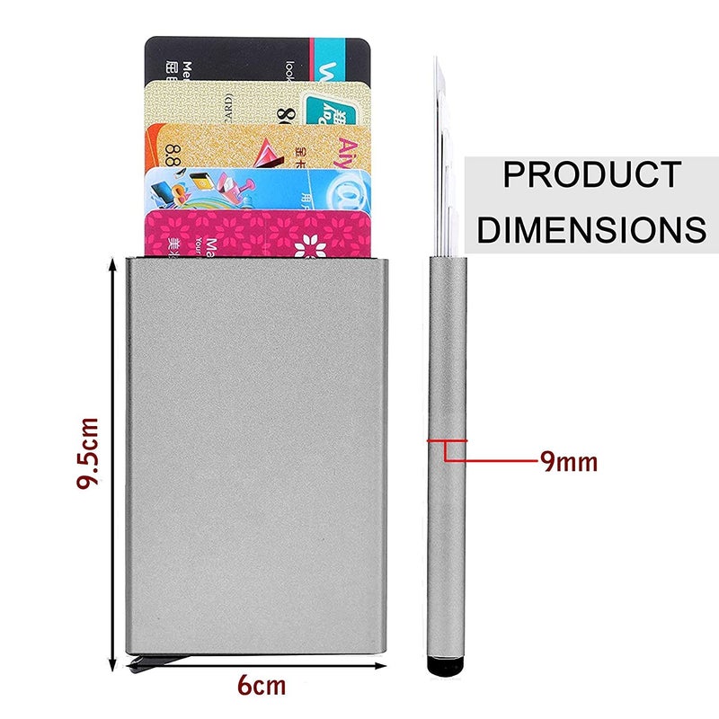 Khakhi Stainless Steel Credit Card Wallet, Business Card Holder for Men and Women (Silver-V) - Image 2