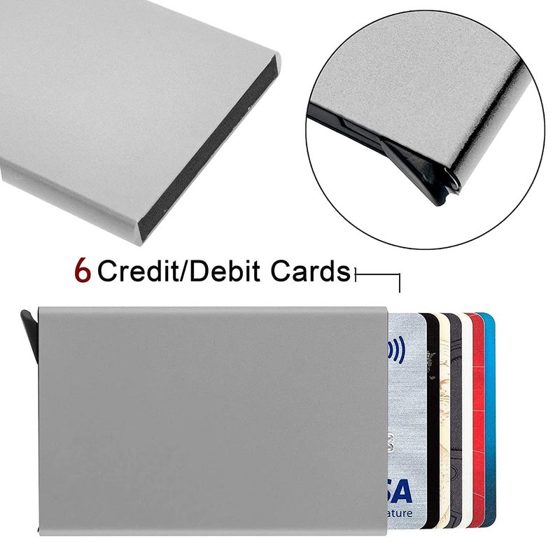 Khakhi Stainless Steel Credit Card Wallet, Business Card Holder for Men and Women (Silver-V) - Image 3