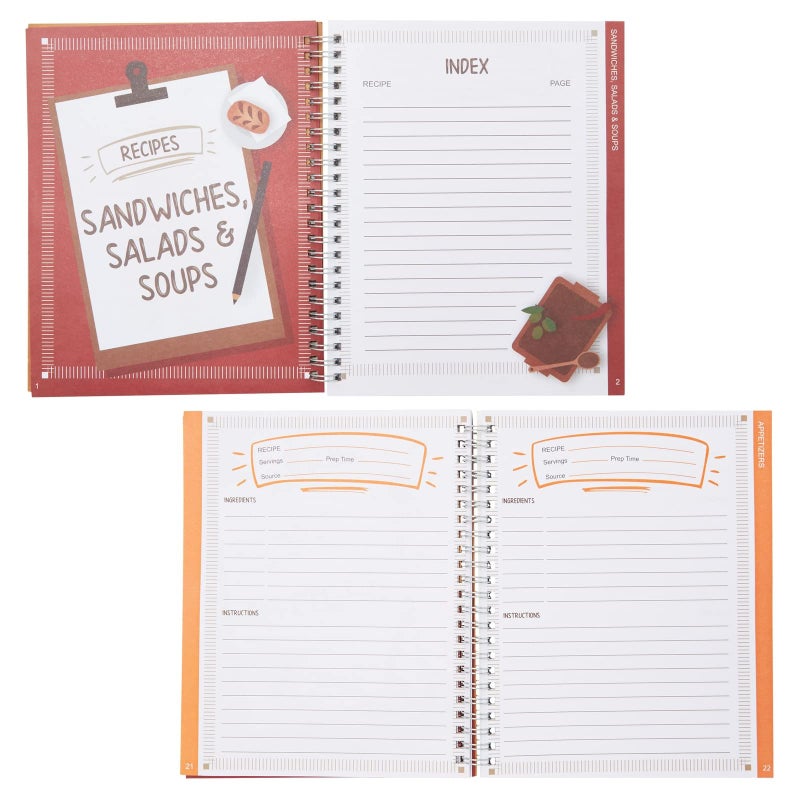 Pipilo Press Family Recipe Book To Write In, Spiral Bound DIY Make Your Own Cookbook with 90 Pages (Blank Inside, 6.5 x 8.2 In) - Image 4