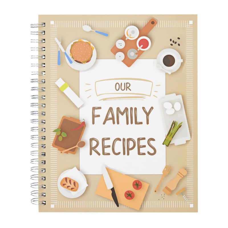 Pipilo Press Family Recipe Book To Write In, Spiral Bound DIY Make Your Own Cookbook with 90 Pages (Blank Inside, 6.5 x 8.2 In) - Image 1