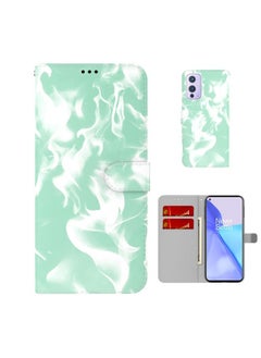 HuHa Case Cover For For OnePlus 9 Cloud Fog Pattern Horizontal Flip Leather Case with Holder & Card Slot & Wallet(Mint Green) 
