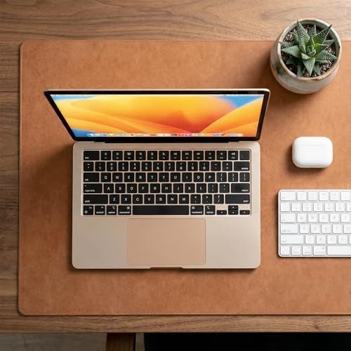 DailyObjects Reversible Desk Matte Sand Premium Vegan Leather Desk Mat|Anti-Skid|Anti-Slip|85 * 45cm|Spread Turf Desk/Laptop Mat for Work from Home/Gaming- Extended Mouse pad and Keyboard Desk-Tan - Image 2
